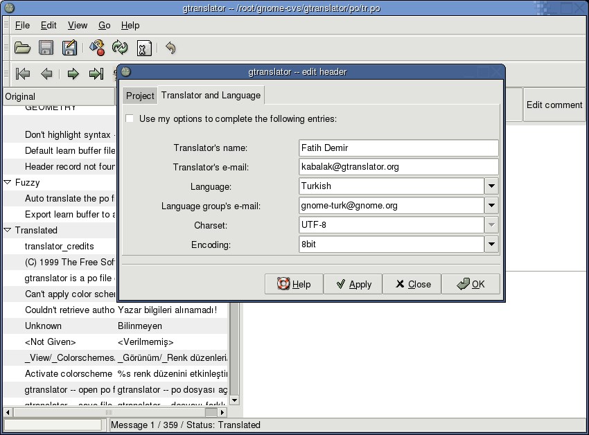 gtranslator header edit dialog